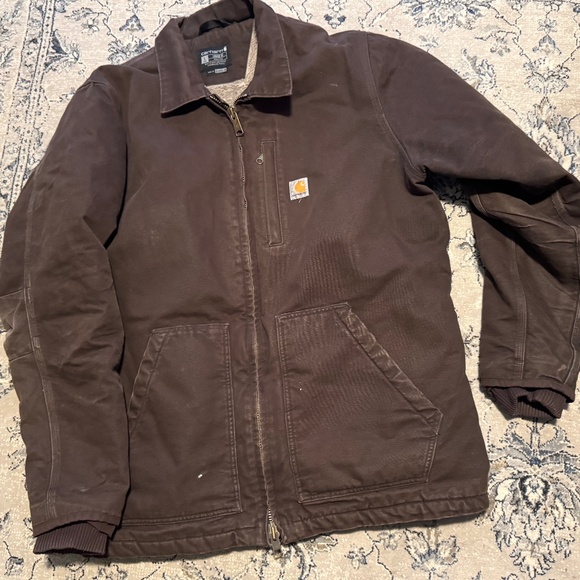 Carhartt Sherpa Lined Field Jacket Brown Washed Duck - Picture 2 of 6